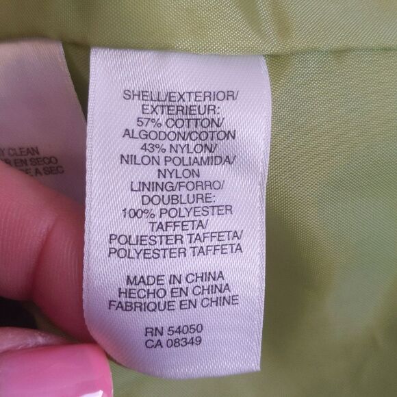 Anne Klein avocado green zip & button, adjustable sleeves, rain coat jacket M - Picture 5 of 6